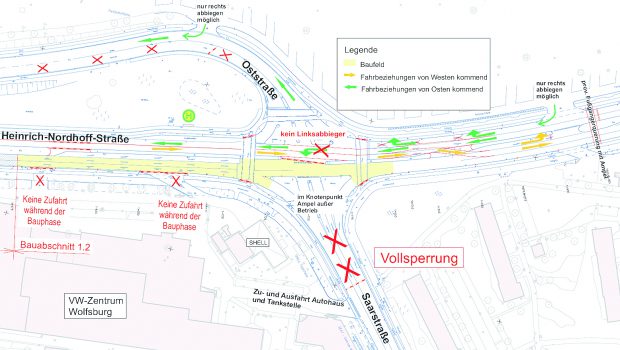 Wolfsburg: Ab Montag ist die Kreuzung Saarstaße gesperrt